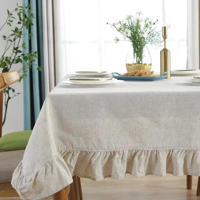 JMG Household Supplies Weihnachts-Tischdecke Grün Kariert mit Rüschen, Fleckenabweisend und Waschbar, B/T: 100 x 150 cm - Bild 1