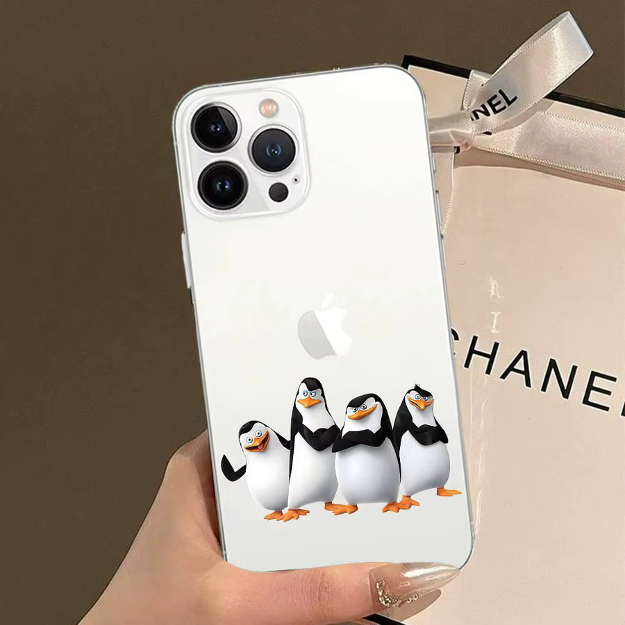 Mesuca Handyhülle mit Madagaskar-Pinguin Motiv für iPhone 17 16 15 14 13 12 11 Pro Max Plus X XR XS Max Transparent Klar - Bild 2
