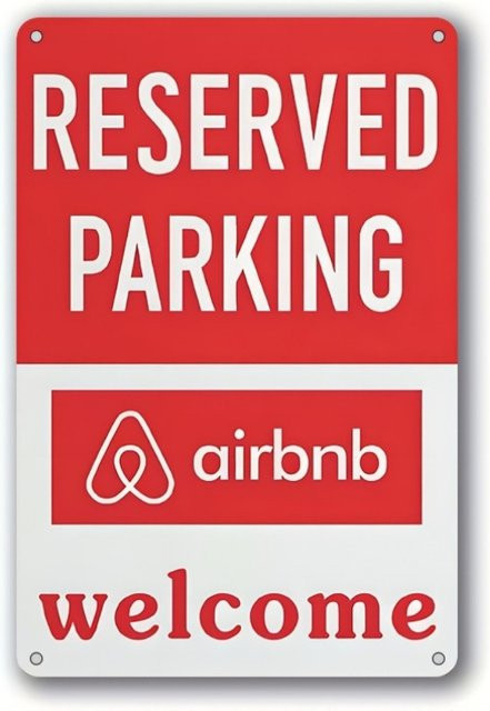 Potdemiel Willkommensschild B Airbnb Parking im Vintage-Stil aus Metall, Rot und Weiß, B: 20,3 cm, H: 30,5 cm - Bild 1