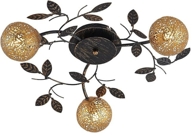 Lucande Deckenlampe Evory Florentiner in Schwarz aus Metall, 3-flammig, G9, für das Wohnzimmer, B: 120 cm, T: 53 cm, H: 23 cm - Bild 1