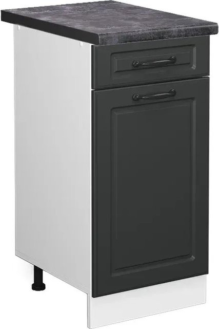 Vicco Küchenunterschrank R-Line in Anthrazit und Weiß im Landhausstil mit Türen und Schubladen, B: 40 cm, H: 81,6 cm, T: 60 cm - Bild 1