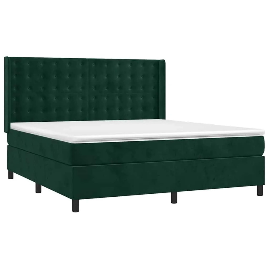 vidaXL Boxspringbett mit Matratze in Dunkelgrün aus Samt, Hybrid-Design mit Taschenfederkern, B/T: 160 x 200 cm - Bild 2