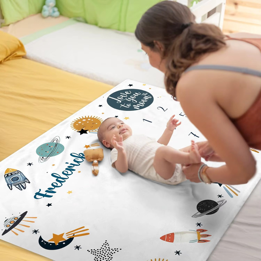 VIKAMA Babydecke aus Fleece als Meilenstein-Fotohintergrund für Jungen und Mädchen - Bild 2