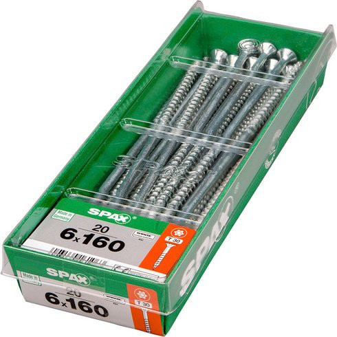 Spax Universalschraube mit T-Star plus Torx-Antrieb, Farbe Silber, Material Stahl, 20 Stück, Durchmesser: 6 mm, Länge: 160 mm - Bild 1