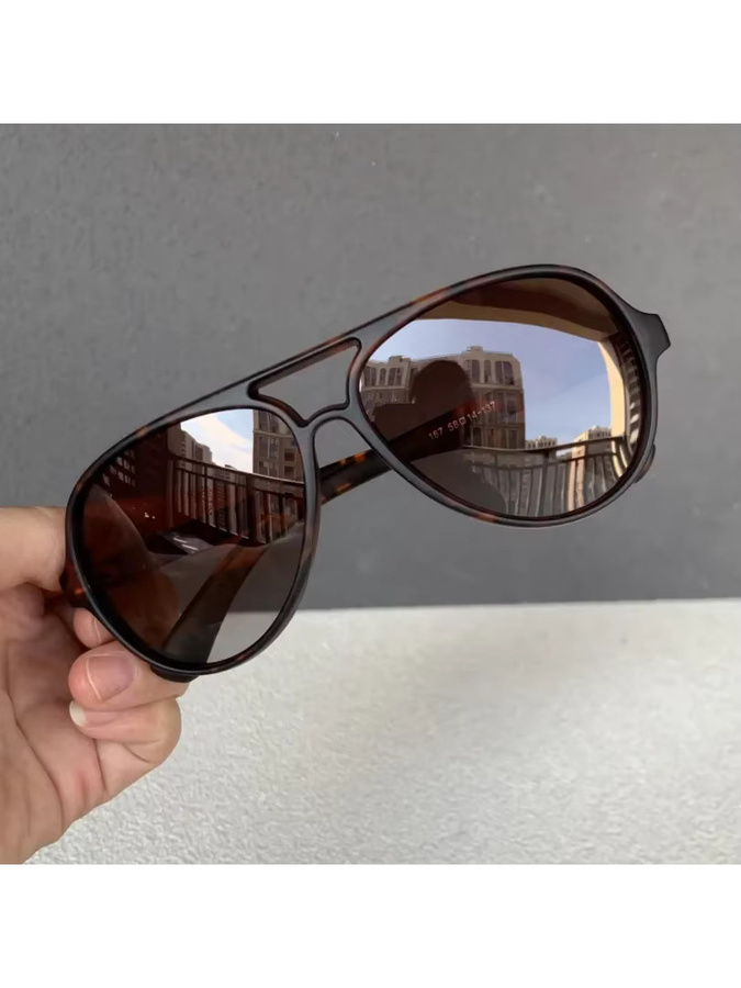 MOTORSON Pilot Sonnenbrille, Aviator, Vollrand, Unisex, Schwarz, Braun, Acetat, polarisiert - Bild 2
