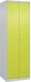 C+P Putzmittel-Spind Classic PLUS mit 2 Abteilen und Zylinderschloss in Grau und Grün, H x B x T: 185 x 60 x 50 cm - Bild 1