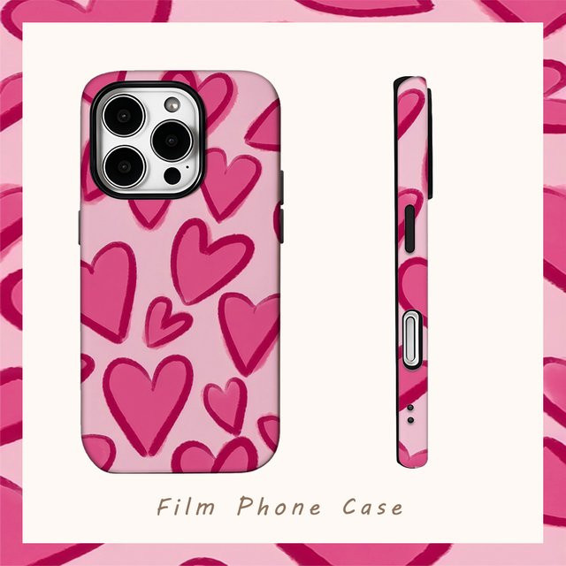 Rosa Liebesherz Handyhülle für Apple iPhone kompatibel mit iPhone 16 15 14 13 12 11 Pro Max Plus X XS XR XS Max 7 8 mit doppelschichtiger Rückseite - Bild 1