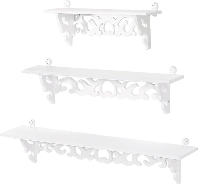 3er Set GoolRC Schwebende Wandregale im Shabby-Chic-Design, Weiß - Bild 1