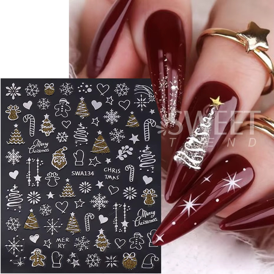SWEET TREND Nail Art Aufkleber, Gold Silber, 2 Stück - Bild 2