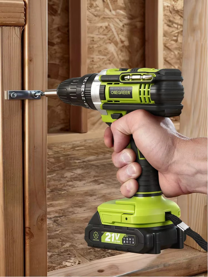 ONEGREEN Kabellose Elektro-Schlagbohrmaschine in Grün mit 25+3 Drehmoment-Stufen und 3 Modi, kompatibel mit Makita 18V Akku LXT - Bild 7