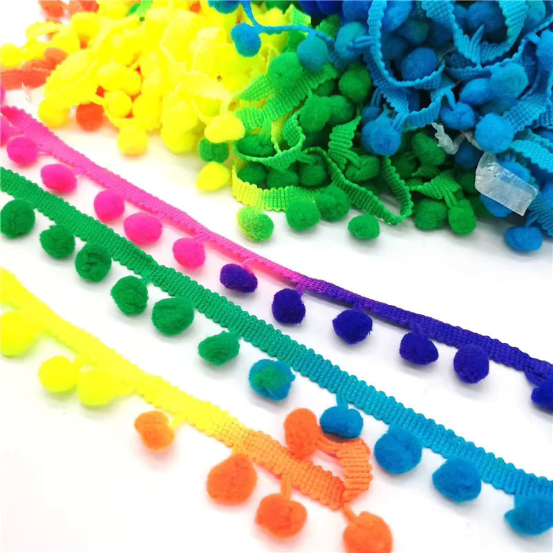 Regenbogenfarben Pom Pom Spitzenbesatz Kugelband für DIY Handwerk und Nähen, Multicolour, 18,3 Meter - Bild 2