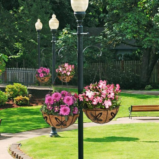 Tliyetper 4er Set Blumenkorb Aufhänger Doppel Haken aus Eisen in Silber für Blumentöpfe und Gartenbedarf - Bild 3