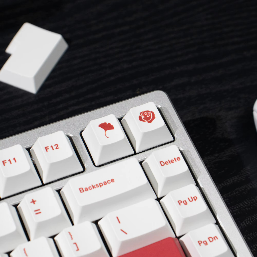 Mintcaps Minimalismus Tastenkappen in Weiß-Rot, DYE-SUB PBT Cherry-Profil für mechanische Tastaturen (61/64/87/96 Tasten) - Bild 5