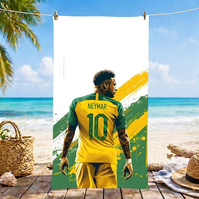 N-Neymar Jr Mikrofaser Strandhandtuch von JMG Household Supplies, schnelltrocknend und sandfrei, multicolour, B: 60 cm, H: 35 cm - Bild 1