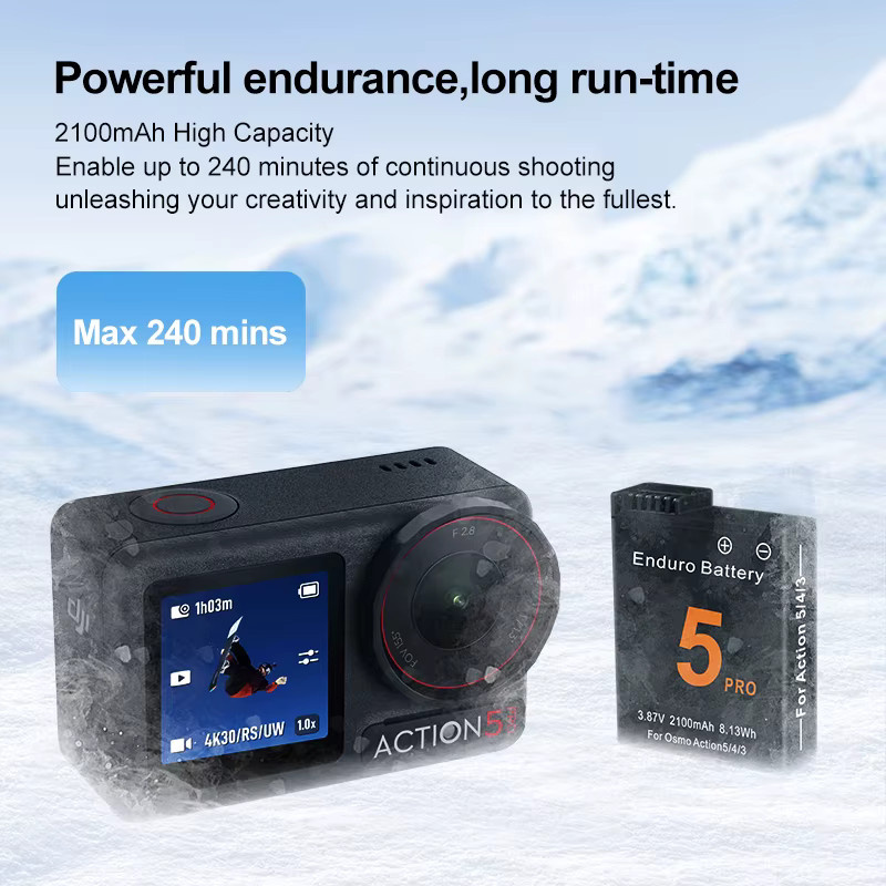 DJI Akku Set für Osmo Action 5 Pro, 4 und 3 mit 3-Slot-Schnellladegerät, Schwarz, 2100 mAh - Bild 2