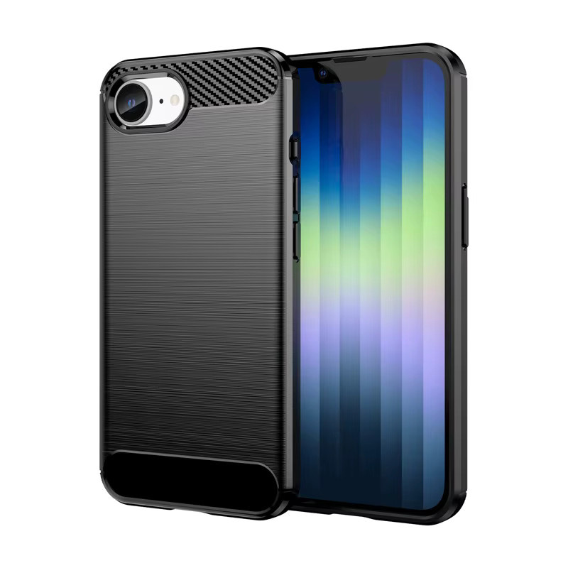ELVEV Schutzhülle für iPhone 16E in Schwarz mit gebürsteter Textur aus weichem TPU für Anti-Fingerabdruck und Anti-Drop-Schutz - Bild 4