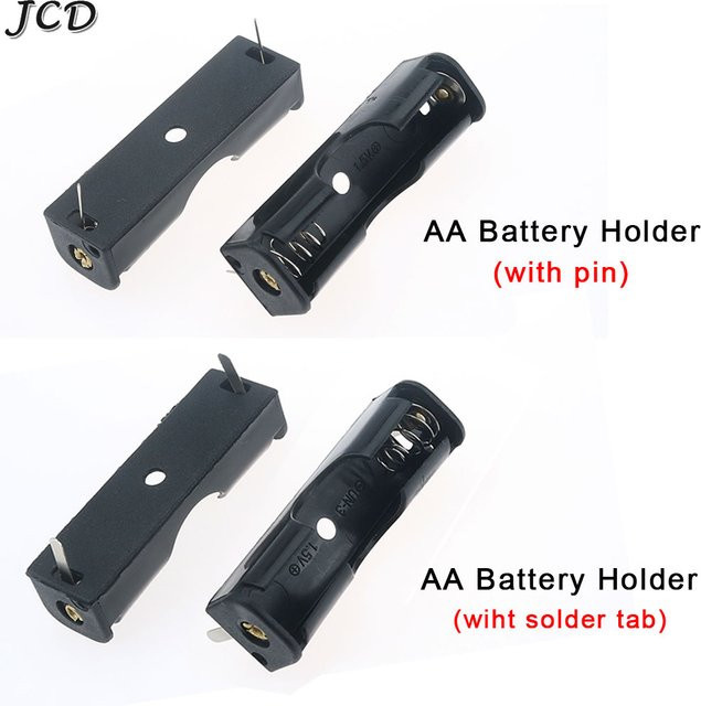 JCD 10er Set AA Batteriehalter aus Kunststoff in Schwarz mit PCB-Pins und Lötpads für DIY-Anwendungen - Bild 1