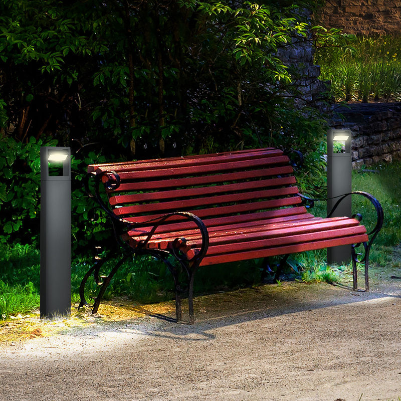 Outsunny Garten-Pollerleuchte aus Aluminium in Dunkelgrau mit warmweißem LED-Licht, IP65 wasserdicht und verstellbarem Neigungswinkel - Bild 2