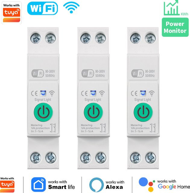 Tuya WLAN Smart-Leistungsschalter 1P+N 16A mit Energiemessung und Stromschutz in Weiß - Bild 1