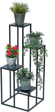 Dandibo Blumentreppe aus Metall in Schwarz, moderne Pflanzentreppe und Blumenständer, Höhe: 90 cm, B/T: 36 x 36 cm