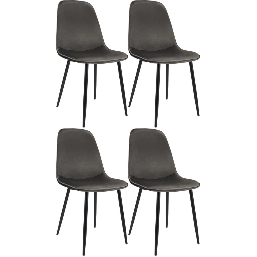 4er Set Esszimmerstühle DELUKE RAZON aus Samt in Anthrazit, B/T/H: 45 x 54 x 88 cm - Bild 2