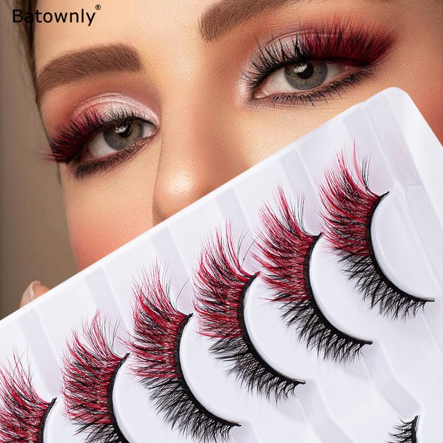 Batownly Falsche Wimpern, rot, Unisex - Bild 1