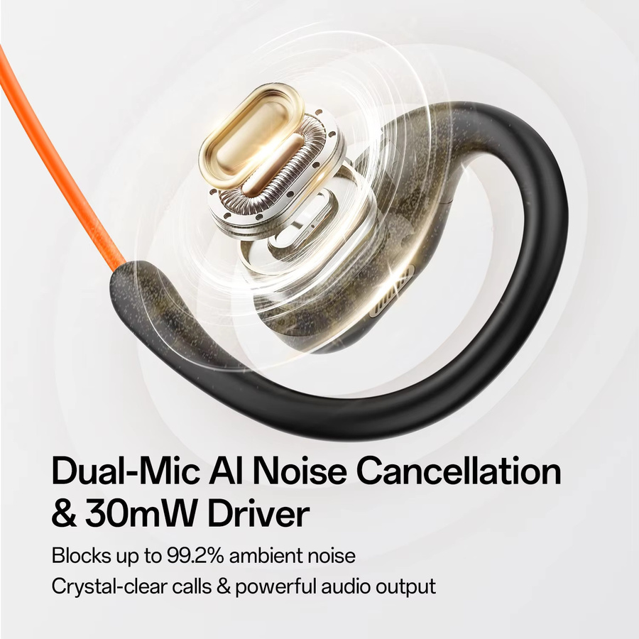 Oneodio OpenRock Lin 10 Kabelgebundene Open-Ear-Kopfhörer in Schwarz mit AI ENC-Mikrofon und USB-C Anschluss für Büro und PC - Bild 2