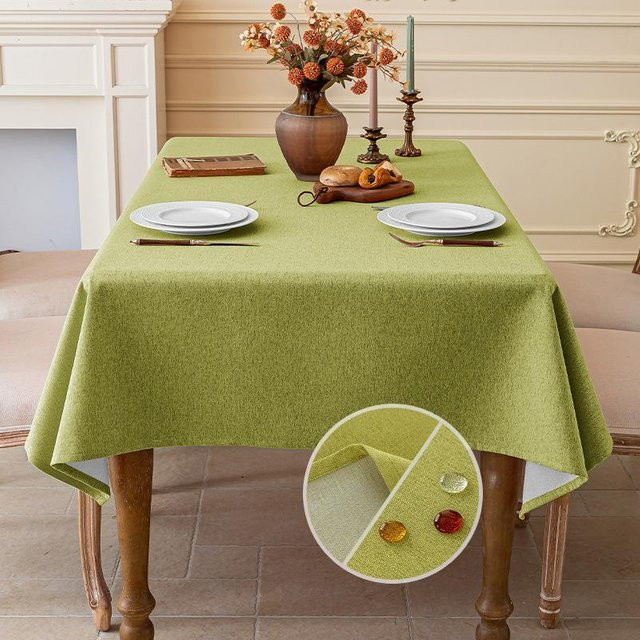 Wasserdichte und staubdichte Tischdecke aus Baumwolle und Leinen von JMG Household Supplies, Unifarben, Grün, Rechteckig, B: 120 cm, L: 170 cm - Bild 1