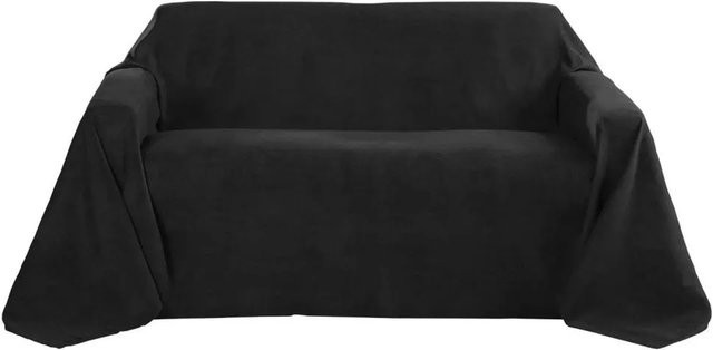 Beautissu Romantica Tagesdecke in Wildleder-Optik, Schwarz, B: 210 cm, T: 280 cm - Bild 1