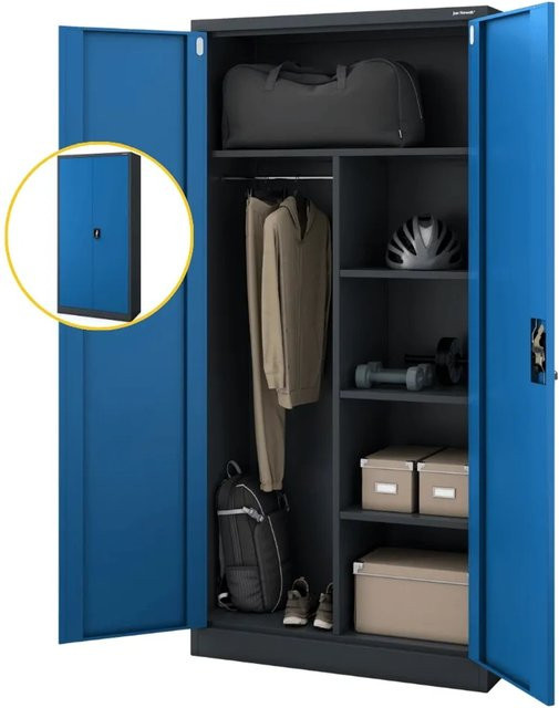 JAN NOWAK Mehrzweckschrank DAWID aus Metall mit Schloss, Anthrazit-Blau, B/T/H: 90 x 45 x 185 cm - Bild 1