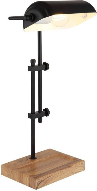 GLOBO Tischleuchte Marid in Schwarz Matt aus Metall und MDF-Holzoptik, E27, B/T/H: 18,2 x 26,5 x 41,0 cm - Bild 1