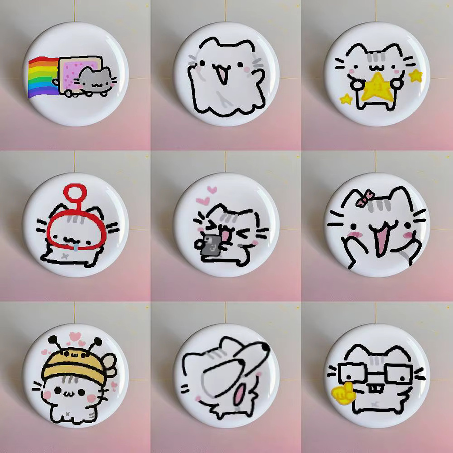 Bilibili Brosche, Weißblech, Metall, Katzen-Motiv - Bild 2