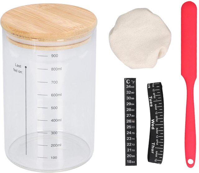 CosyHome Sauerteigstarter-Glas-Set mit Holzdeckel, transparent, 1 Liter - Bild 1