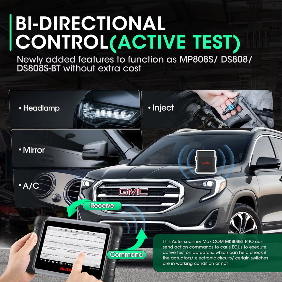 Autel MaxiCOM MK808BT PRO OBD2 Scanner Kfz-Diagnosegerät in Schwarz mit bidirektionaler Diagnose und über 3000 aktiven Tests - Bild 5