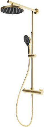 Schulte Duschsystem DuschMaster Rain Classic in Gold, Wandmontage mit Kopfbrause und Handbrause, matt - Bild 1