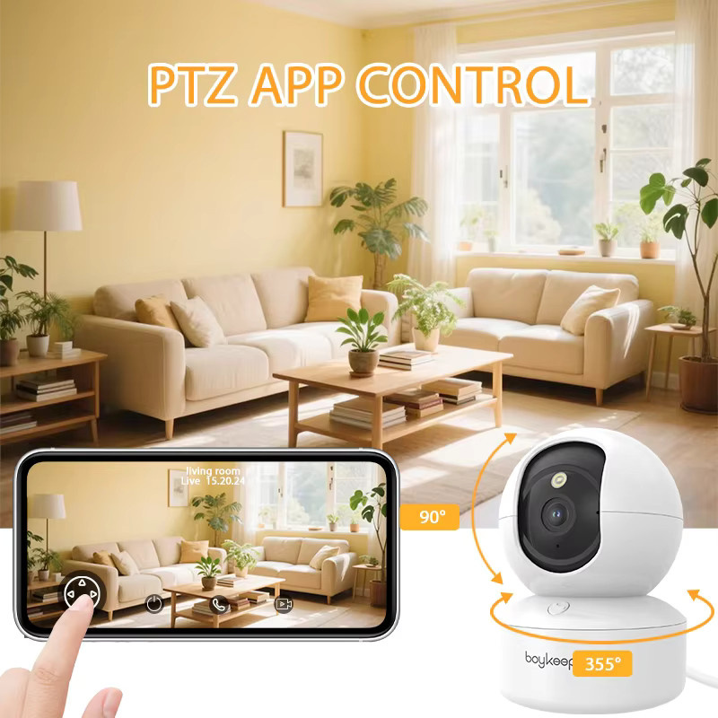 BoyKeep 2er-Set Upgrade-Überwachungskameras für Haustiere und Babys mit 360 Grad Schwenken und Neigen, Bewegungserfassung, Nachtsicht und 2-Wege-Audio, Weiß - Bild 6