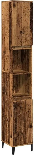 vidaXL Badschrank in Altholz-Optik mit Türen und offenen Regalen im industriellen Stil, braun, B/T/H: 30 x 30 x 190 cm - Bild 1