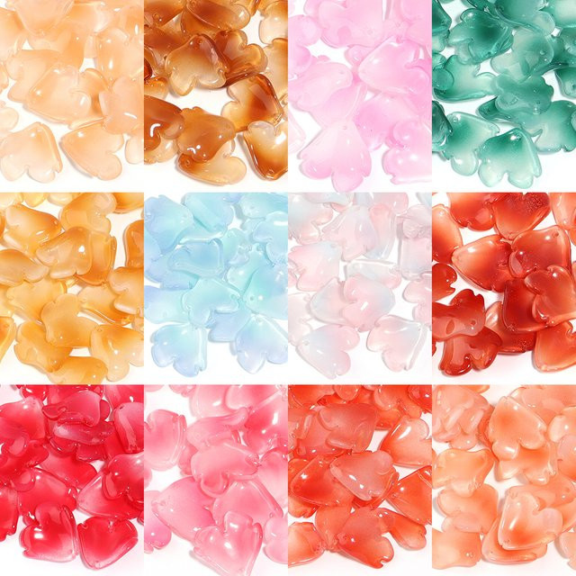 Linsoir Beads Lampwork Perle, mehrfarbig, Pfingstrose Blütenblatt, 19 × 19,5 mm, Unisex - Bild 1