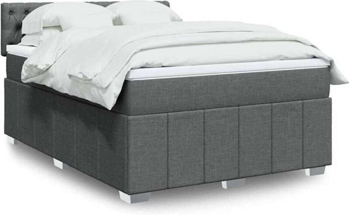 vidaxl Boxspringbett mit Matratze aus Stoff in Dunkelgrau B/T/H: 140 x 190 cm - Bild 1