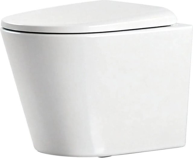 Emke Wand-WC D-Form spülrandlos in Weiß mit Softclose WC-Sitz, B/T/H: 36,5 x 36,5 x 49 cm - Bild 1