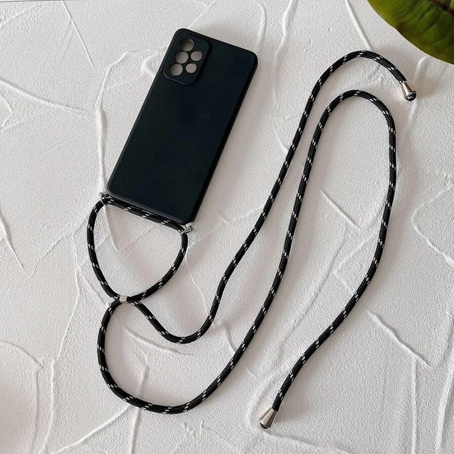 Silikonhülle mit Crossbody Lanyard für OPPO Find X5 Lite X3 X6 und Realme 12 Pro Plus C55 C53 C65 Reno 11 10 8 7 6 5 in Schwarz - Bild 1