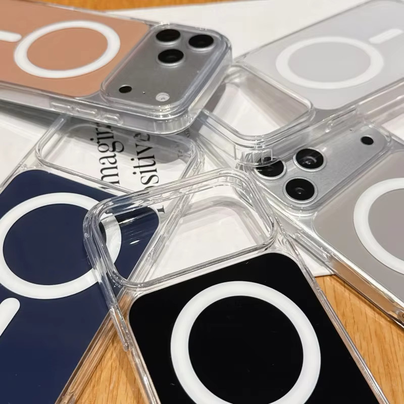 Eurynome Magnetische Hülle für iPhone 11 bis 17 Pro Max, Stoßfeste Transparente Acryl-Abdeckung mit Farbkontrast, Weiß - Bild 4