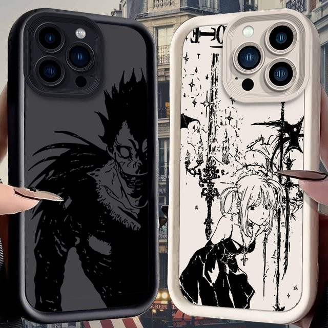 D-Death N-Note Ryuk Silhouette Silikonhülle für Apple iPhone 17 Air 16 E 15 14 Plus 13 12 Mini 11 Pro Max, Farbe: Rot/Schwarz, staubdicht - Bild 1