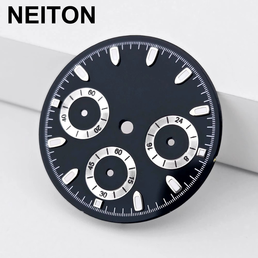 NEITON Uhrenzifferblatt Chronograph, Grün, Leuchtend, 29mm, Quarzwerk - Bild 3