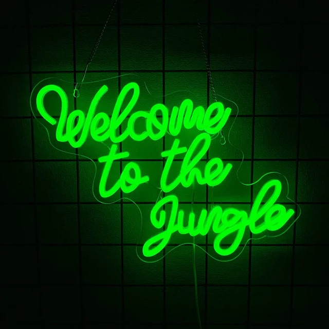 Kartell LED Neonschild Dschungel Welcome in Grün für Wand und Dekoration - Bild 1