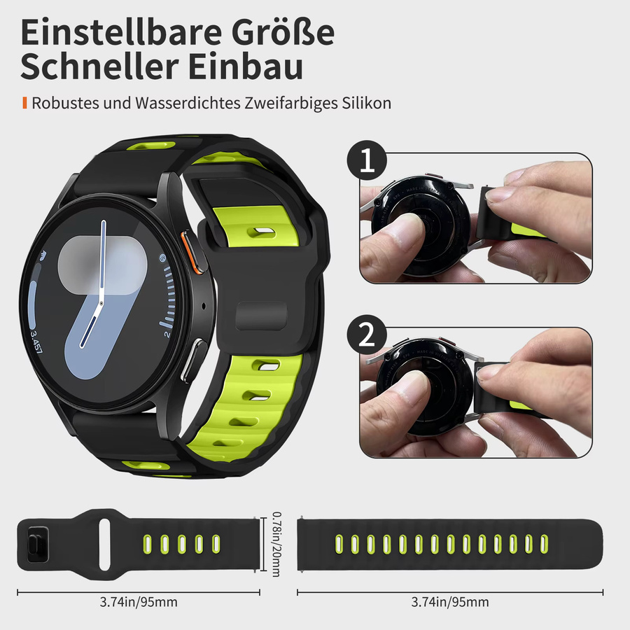 Samsung Uhrenarmband Silikon, Schwarz, Unisex - Bild 5