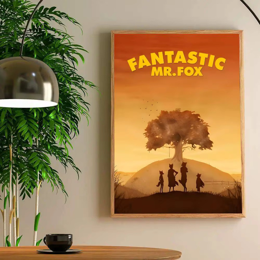 Vintage Anime-Film-Poster The Fantastic Mr. Fox als Wandkunst aus Papier, B/H: 15 x 15 cm - Bild 5