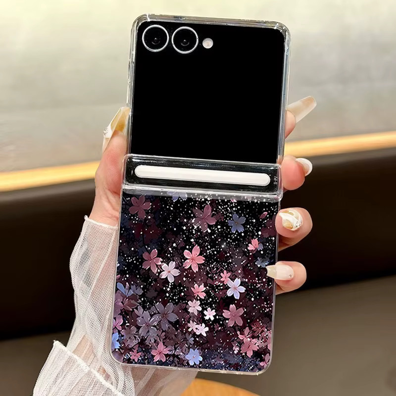 Magnetische Adsorptions-Handyhülle mit Blumenmuster für Samsung Galaxy Z Flip6 und Z Flip5 in Multicolour und Transparent - Bild 2