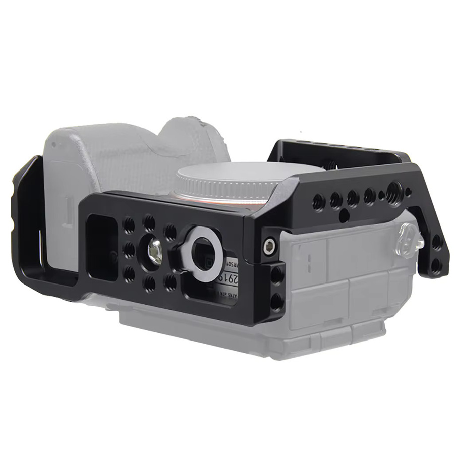 XT-XINTE Kamerakäfig aus Aluminium für Sony A7/A9 Serie, Schwarz, Full Frame Schutz-Rig mit 1/4 und 3/8 Zoll Anschlüssen - Bild 4