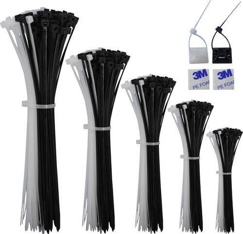 Quadrios Kabelbinder Set aus Nylon in Schwarz und Weiß, UV-stabilisiert, 520 Stück - Bild 1